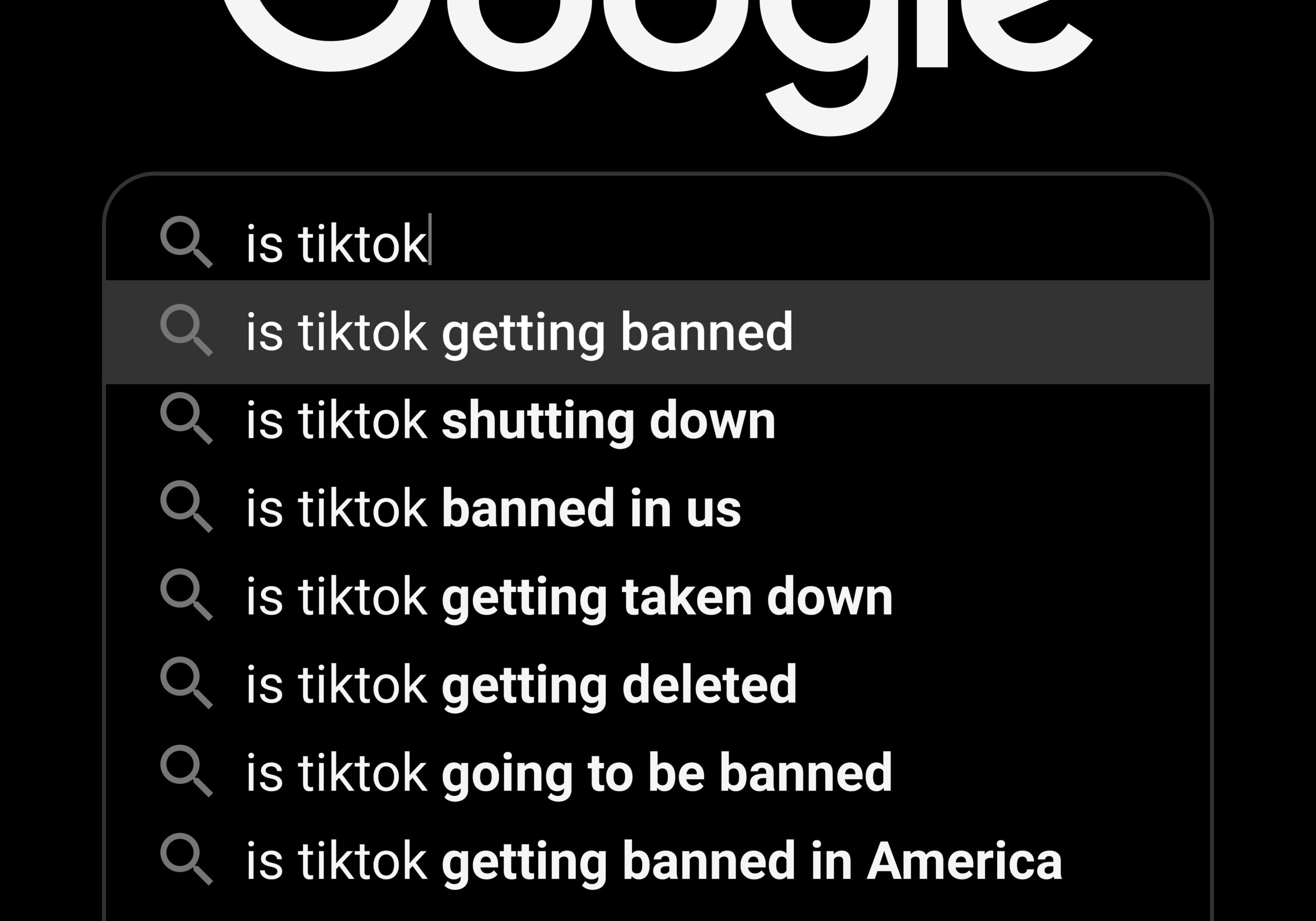 Google search results about Tiktok's upcoming ban.