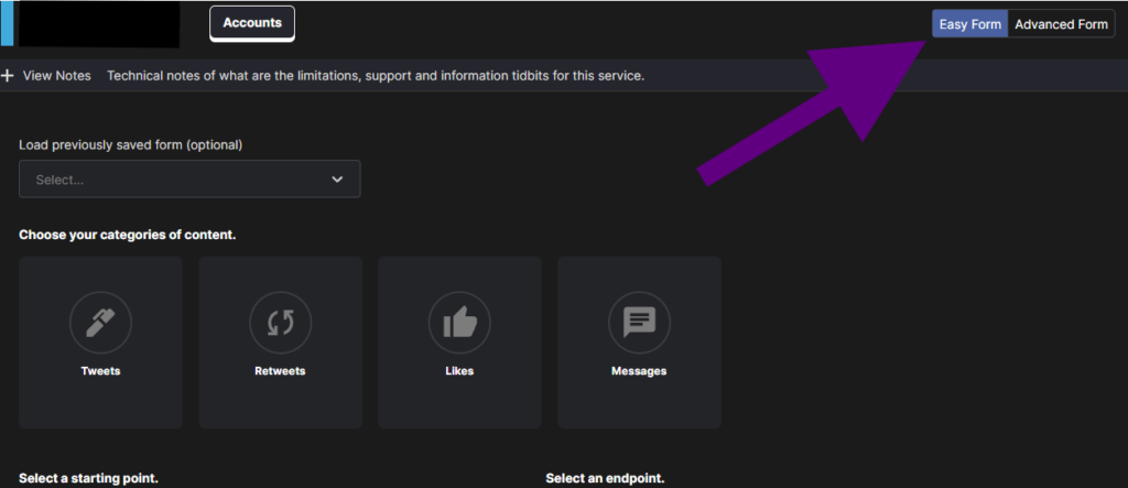 click the toggle in the top right of redact.dev to swap between easy and advanced mode.