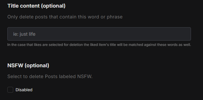 Type in the title to delete posts