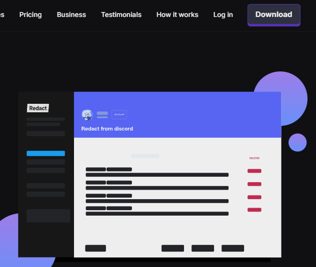 Click download at the top right corner of the Redact.dev website