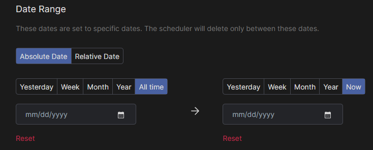 Choose what date you want to delete tweets from