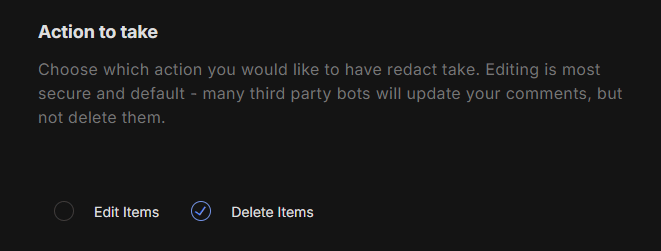 Select Edit or Delete items.
