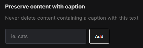 Select what type of caption you would want to keep